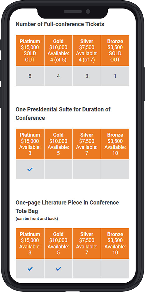 Legionella Conference Sponsorhsip Mockup - Mobile Tables